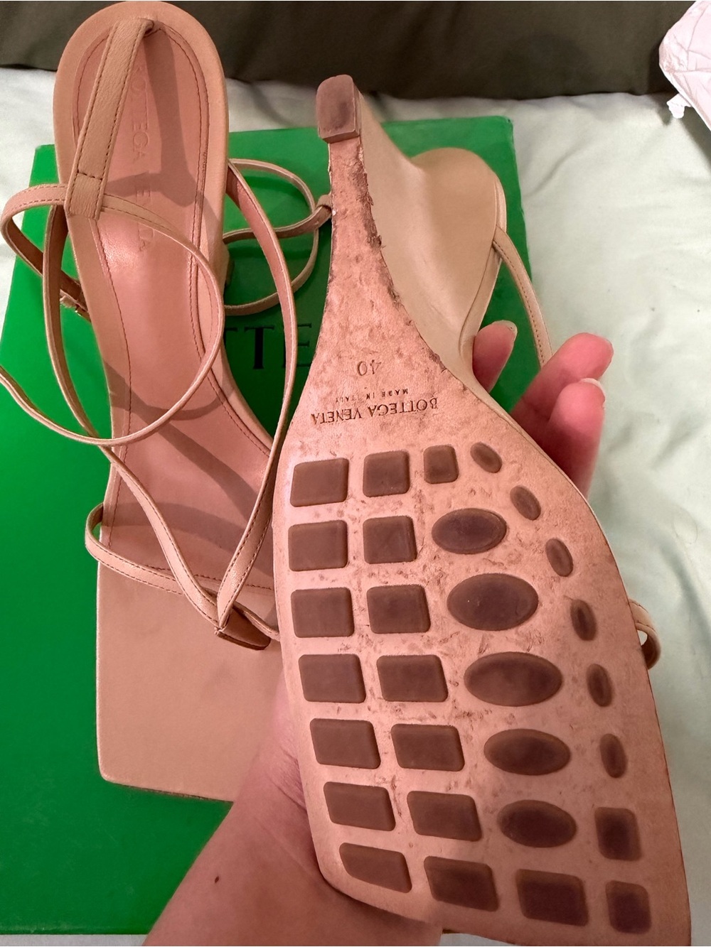 Bottega Veneta Cane Sugar Square-Toe Strappy Sandal - Picture 3 of 5